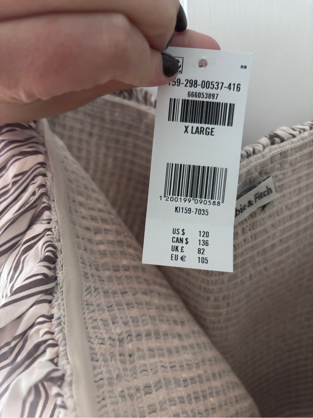 Abercrombie & Fitch Sydney Smocked Top Dip Waist Brown Stripe Midi Dress - Picture 7 of 7